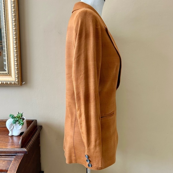 Smythe 90s Blazer in Burnt Sienna Camel Brown Linen Blend ASO Taylor Swift S - Picture 10 of 16